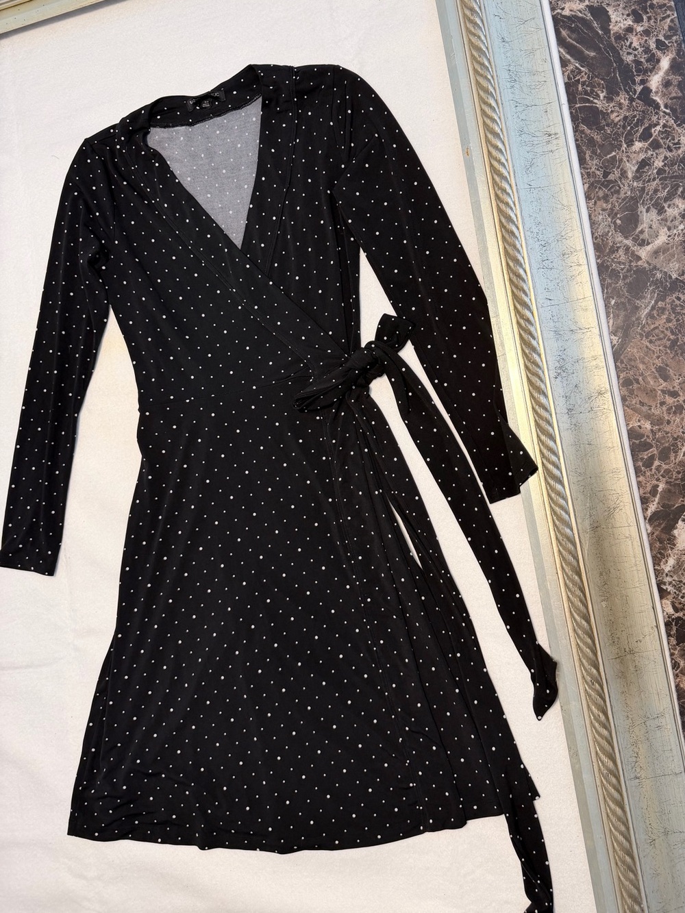 Banana Republic Black Polka Dot Wrap Dress